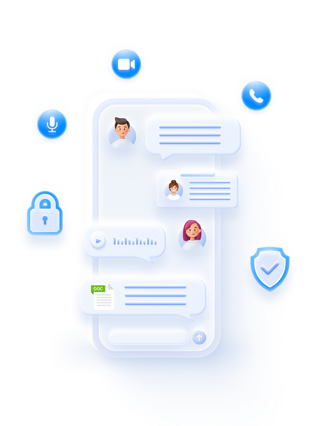 YeeChat 多设备聊天界面示意图